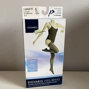 Sigvaris Thigh-High Compression Hosiery - Charcoal Size A 15-20 mmHg NEW